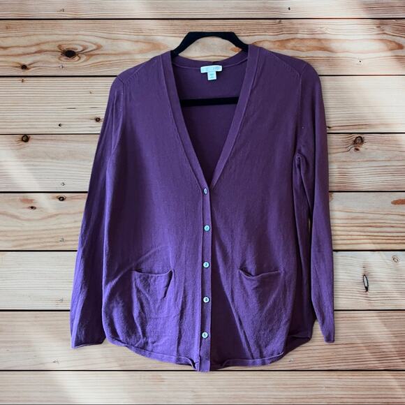 J. Jill Women's V-Neck Button Up Cardigan Sweater Red/Purple Size SP - Picture 1 of 9